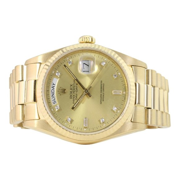 Rolex Mens Day-Date President Watch 18KY Gold Champagne Diamond Dial 18238 - Picture 5 of 9